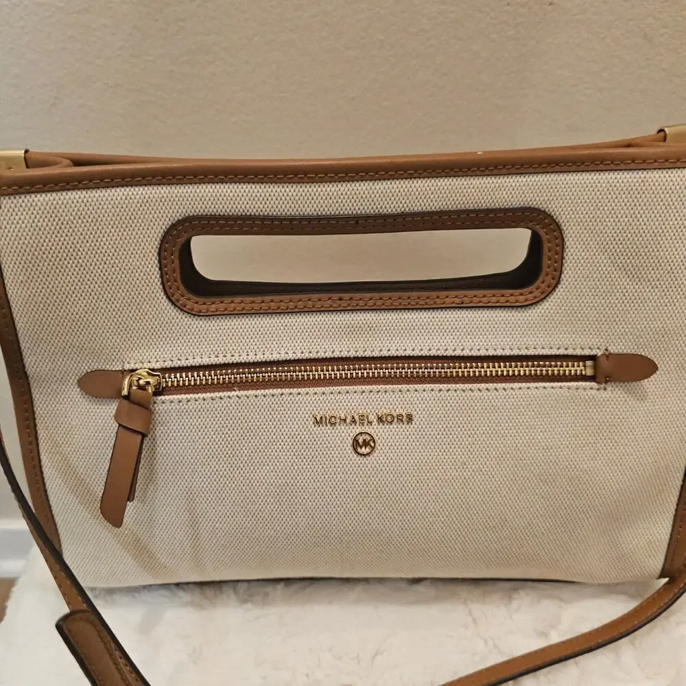 NWOT Michael Kors Canvas Clutch with Strap